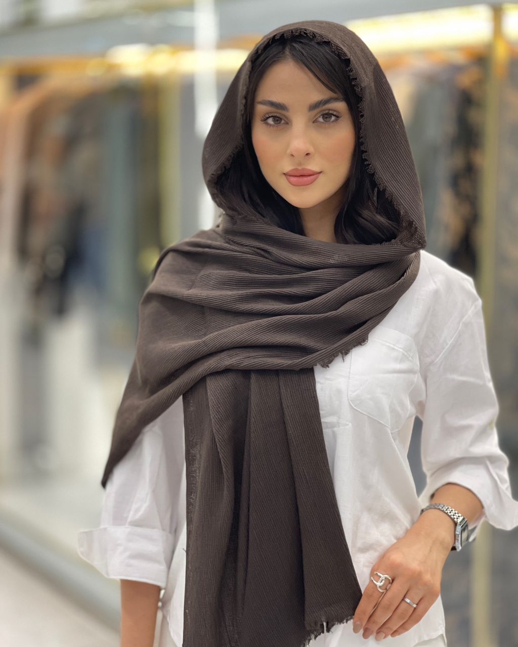 شال پاییزه بیسکوییتی | کد R08